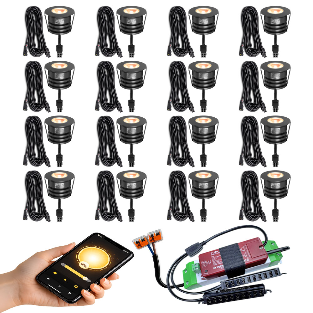 16-veranda-spots-zwart-zigbee- zwarte zigbee inbouwspots set 16