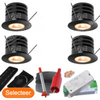 4 Led Inbouwspots Overkapping Rond Zwart VLK7