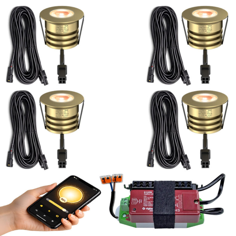 4 messing houten overkapping spots Zigbee