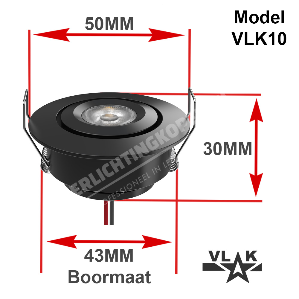 43mm inbouwspot zwart VLK10 40mm 43mm inbouwspot zwart VLK10