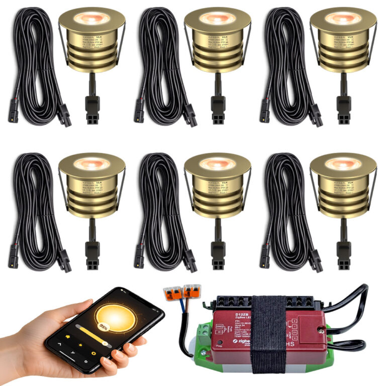 6 messing houten overkapping spots Zigbee