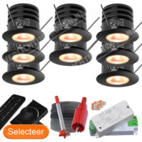 Set van 8 veranda spots dimbaar zwart