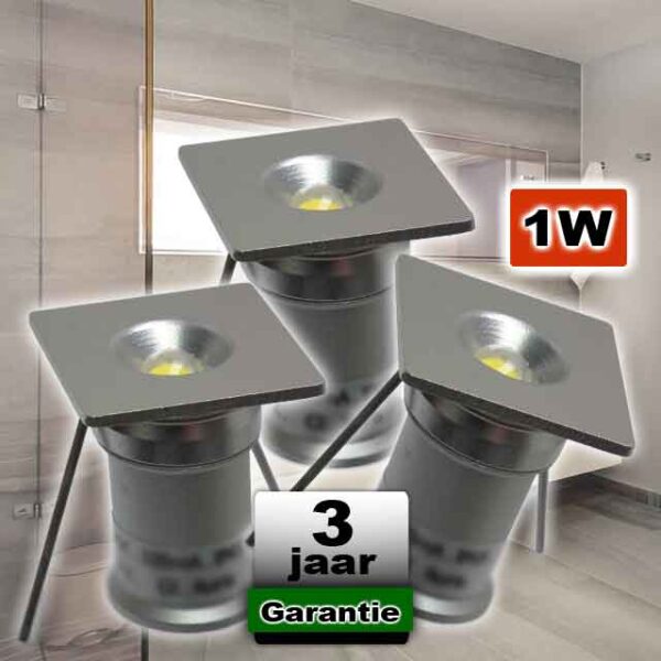 Kleine Ledlampjes badkamer Vierkant 1W 4000K