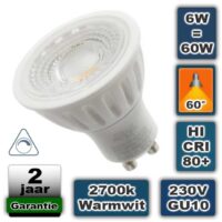 Dimbare Led Spot Keramisch GU10 COB 6W 2700K