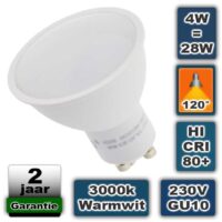 Ledspot 4W 230V GU10 fitting 120° 3000K warmwit