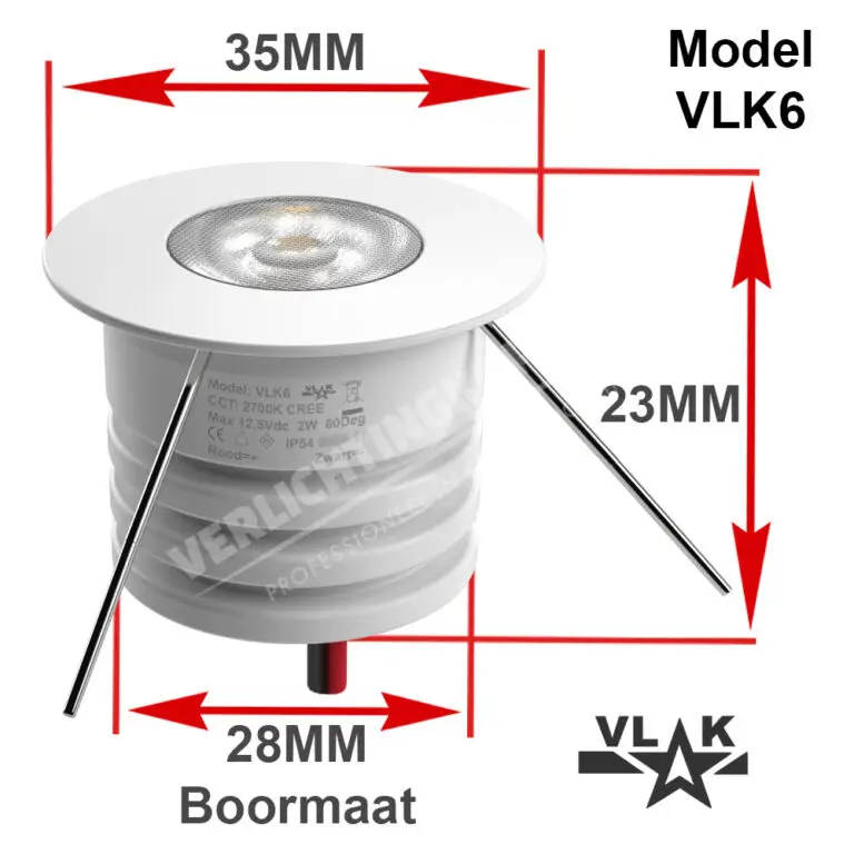 Inbouwmaat VLK6 spot wit