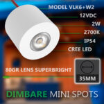 Opbouwpots Wit LED Dimbaar 12VDC 2W CREE 2700K (kopie)