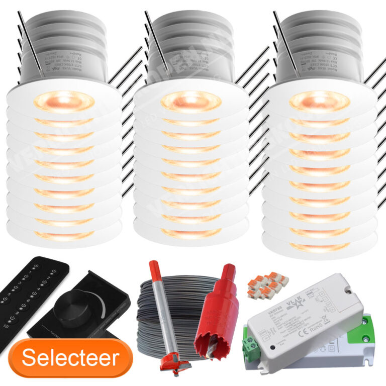 Set van 30 witte mini inbouw spotjes