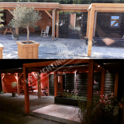 sfeervolle warme verlichting overkapping