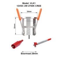 Technische gegevens en boormaat VLK1