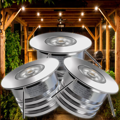 Veranda inbouw spots zilver grijs 2W set