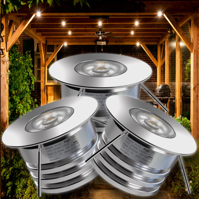 Veranda inbouw spots zilver grijs 2W set