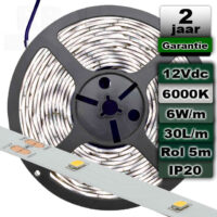 6000K Ledstrip Koelwit 12V 6W/m 5meter