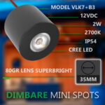 LED Opbouwspot Zwart - Dimbaar - Mini - 12V - 2700K Extra warm Licht
