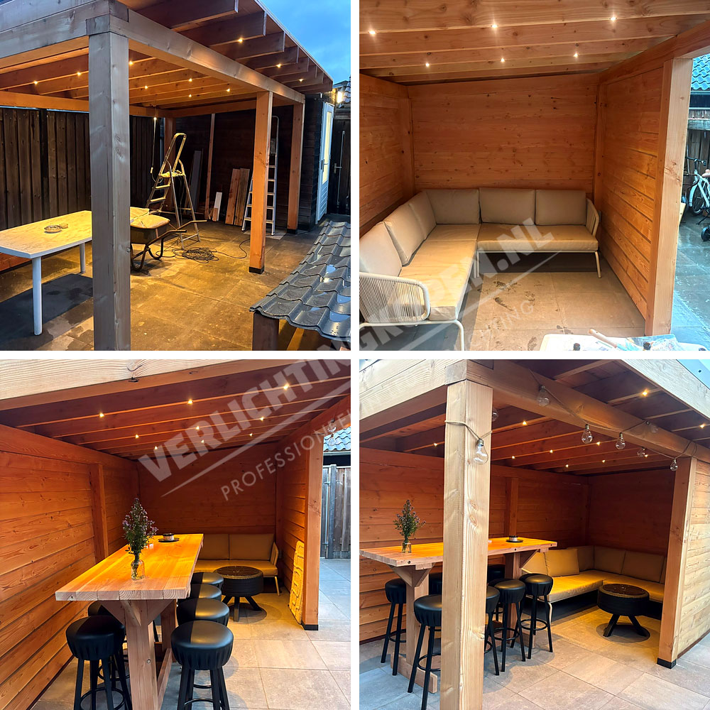 Spots in Douglas balken van overkapping